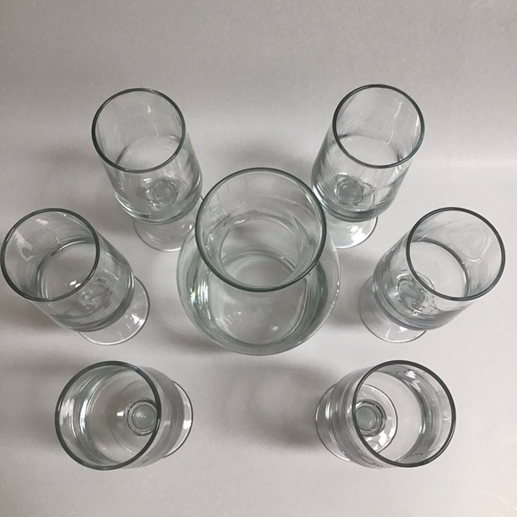 Letter L Monogram Wine Decanter Carafe 6 Glasses SET Etched Clear Glass Barware - Picture 6 of 16